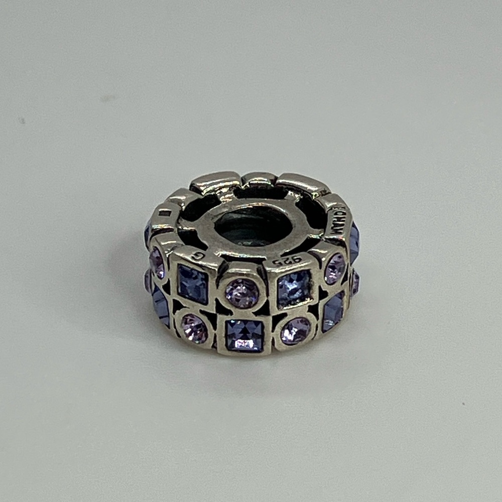 Chamilia 925 Sterling Silver ‘ Stepping Stones ‘ Purple Cz Geometric Charm Bead